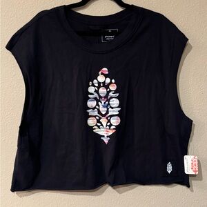 Free People Ikat Buti Graphic Crop Tank – Size L – NWT – Black Combo